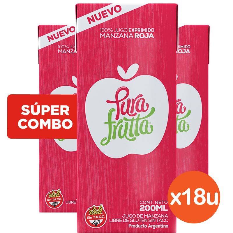 combojugoexprimidodemanzanarojapurafruttax18unde200mlcu