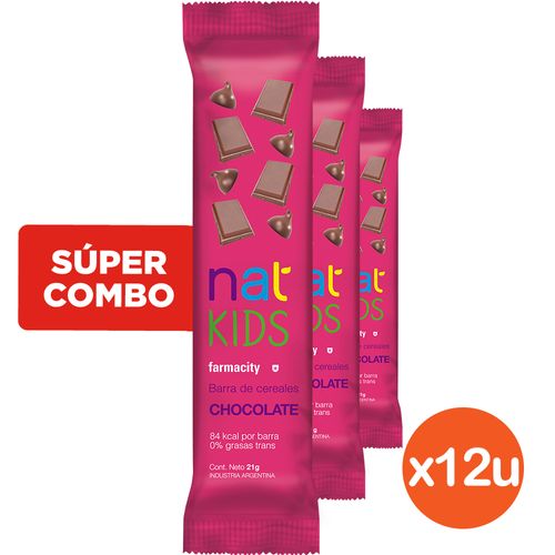 Combo Nat Barras de Cereales  sabor Chocolate x 21 g x 12 un