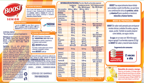 Suplemento Nutricional Boost en polvo sin sabor en lata x 370 gr