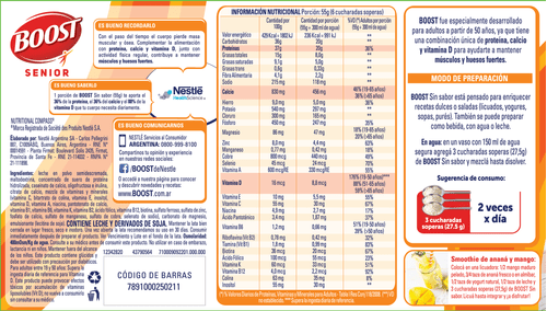 Suplemento Nutricional Boost en Polvo Sin Sabor en Lata x 740 g