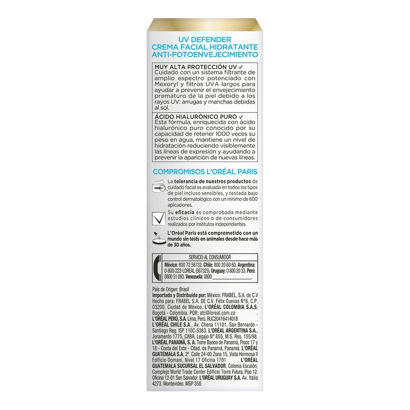 crema-facial-loreal-paris-uv-defender-hidratacion-intensa-fps-50-x-60-ml