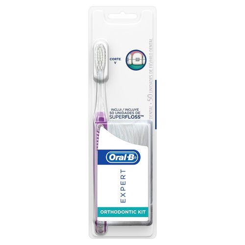 Kit Oral-B Expert Cepillo Dental Ortodoncia Medio 1 Un + Hilos Dentales 50 Un