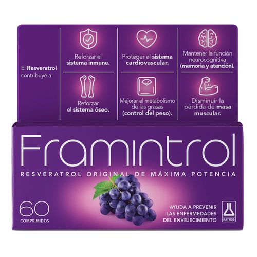Suplemento Dietario Framintrol con Vitamina E Natural y Trans Resveratrol x 60 un
