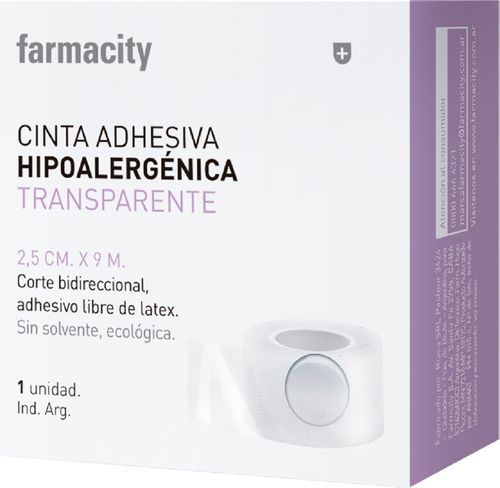 Cinta Adhesiva Farmacity Hipoalergénica Transparente 2,25 cm x 9 m
