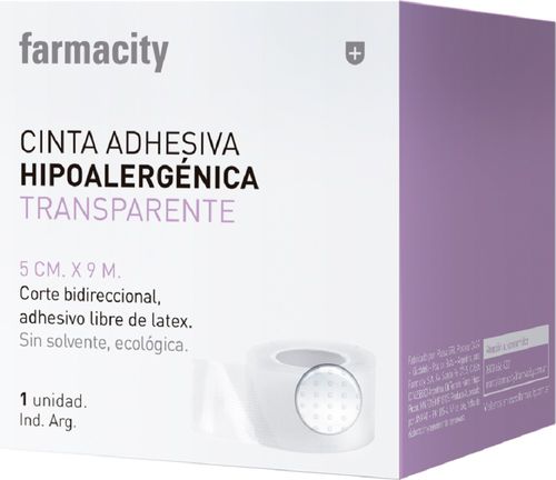 Cinta Adhesiva Farmacity Hipoalergénica Transparente 5 cm x 9 m