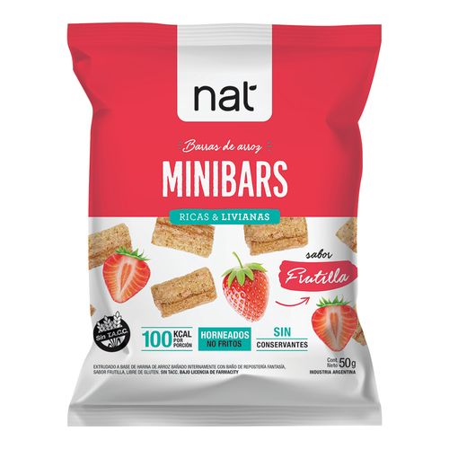 Barras de Arroz Nat Minibars Frutilla x 50 g