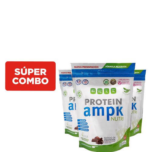 Combo 	Suplemento Dietario AMPK Protein Chocolate x 506 g x 3 un