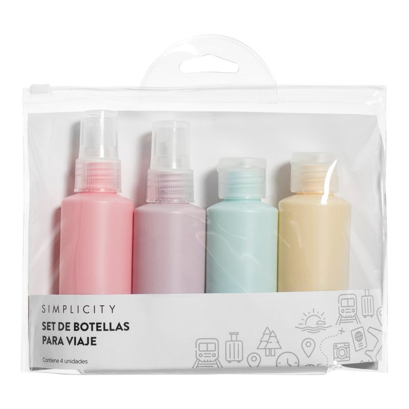 Set Simplicity de Botellas para Viajes