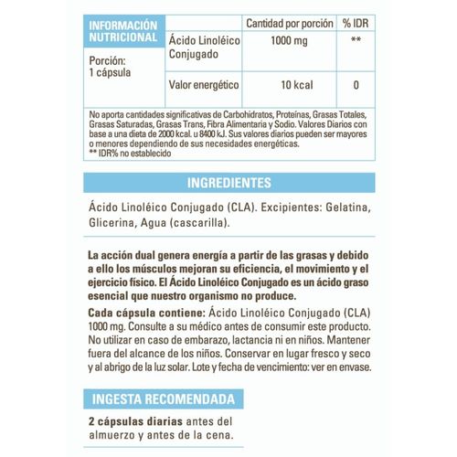 Suplemento Dietario Pure Wellness CLA x 1000 g x 60 cápsulas blandas