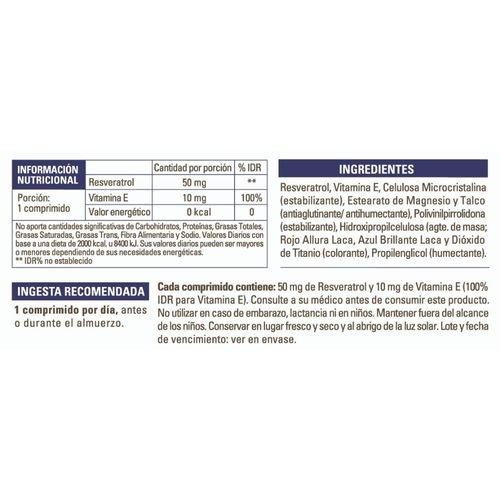 Suplemento Dietario Pure Wellness Resveratrol Vid x 500 g x 60 comprimidos
