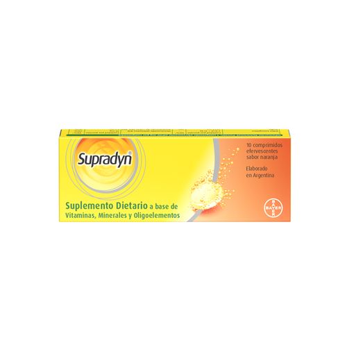 Suplemento Dietario Supradyn Efervescentes Sabor Naranja x 10 Comprimidos