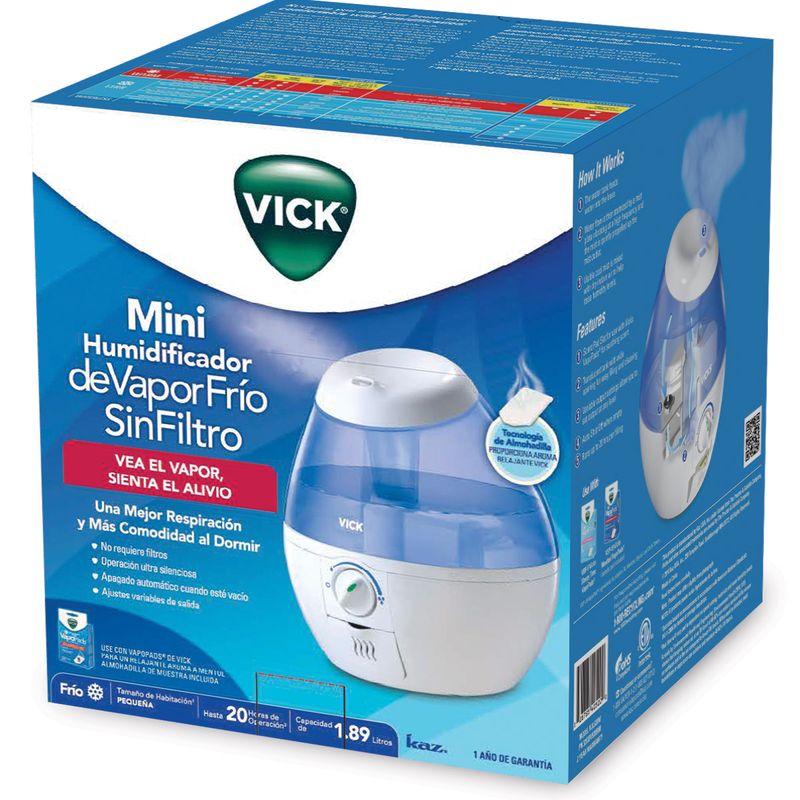 Humidificador Vick Ultrasónico De Vapor Frio Vul520war