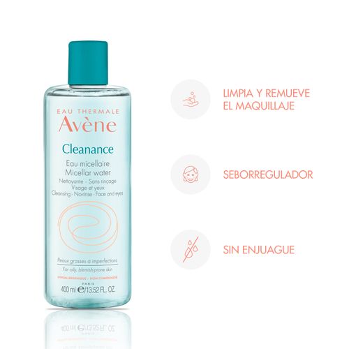 Agua Micelar Avene Cleanance para Pieles Grasas x 400 ml