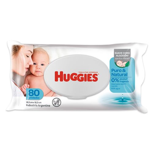 Toallas Húmedas Huggies Puro y Natural x 80 un