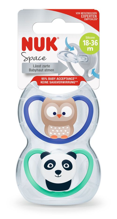 Set NUK Chupete Space T 3 Panda y Buho x 2 un