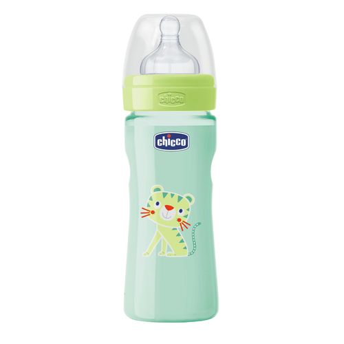 Mamadera Chicco WellBeing Flujo Medio Verde 2M+ x 250 ml