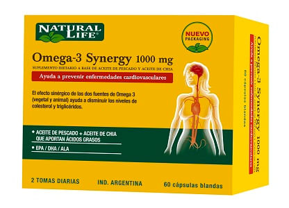 Suplemento Dietario Omega 3 Synergy Natural Life x 60 cápsulas