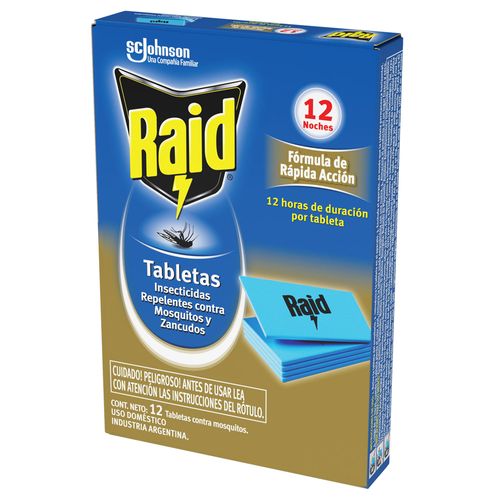 Insecticida Raid contra Mosquitos Tabletas Repuesto x 12 un