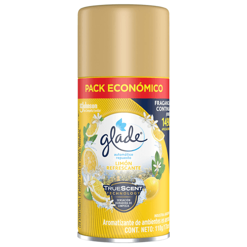 Aromatizante de Ambientes Automático Glade Limón Refrescante Repuesto 170ml