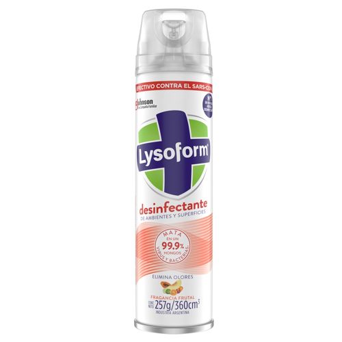 Desinfectante de Ambientes y Elimina Olores Lysoform Frutal en Aerosol x 360 ml