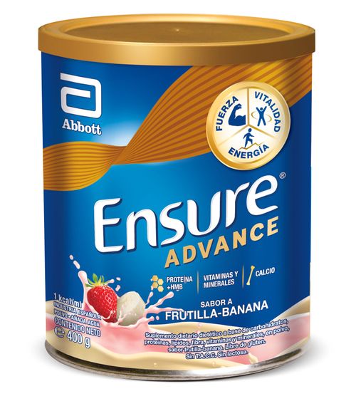Suplemento Nutricional Ensure Advance en Polvo sabor a Banana y Frutilla x 400 g