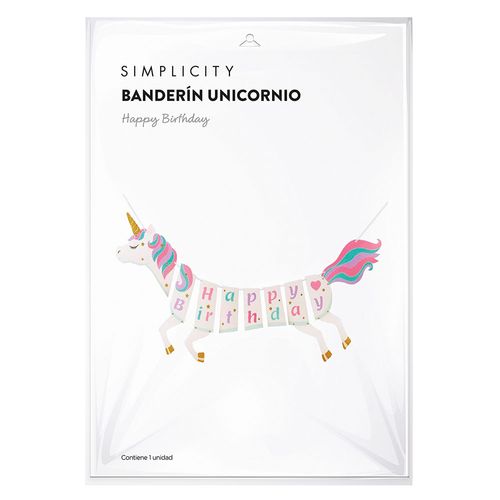 Banderin Unicornio Simplicity Party Ola1