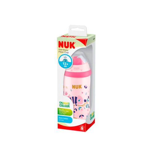 Vaso NUK Flexi Cup con Efecto Camaleón y Sorberte de Silicona Rosa x 300 ml