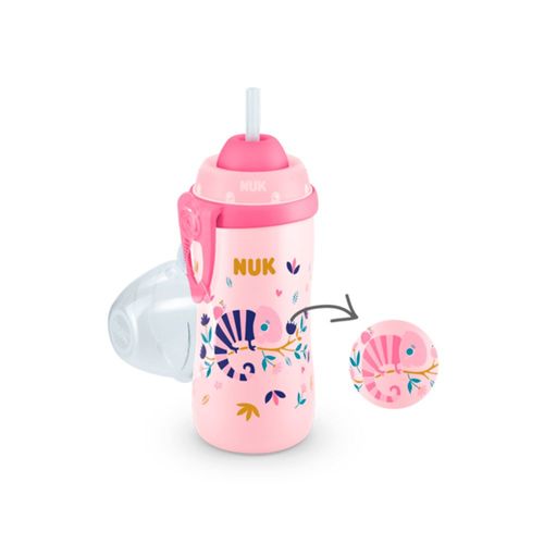 Vaso NUK Flexi Cup con Efecto Camaleón y Sorberte de Silicona Rosa x 300 ml