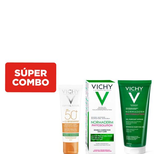 Combo Vichy Gel Limpiador + Tratamiento Diario + Protector Solar