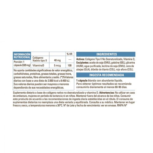 Suplemento Dietario Pure Wellness Colágeno Nativo x 520 g x 30 cápsulas blandas