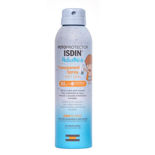 Fotoprotector en Spray Isdin Pediatrics Transparent Wet Skin FPS 50+ x 250 ml