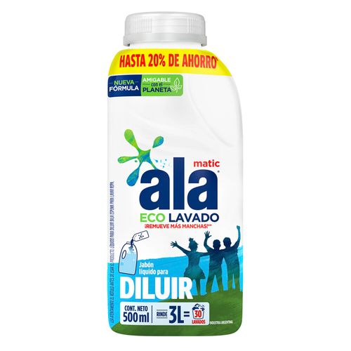 Jabón Líquido para Ropa Ala Ecolavado Diluible x 500 ml