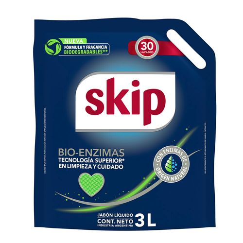 Jabón Líquido para Ropa Skip Bio Enzimas x 3 l