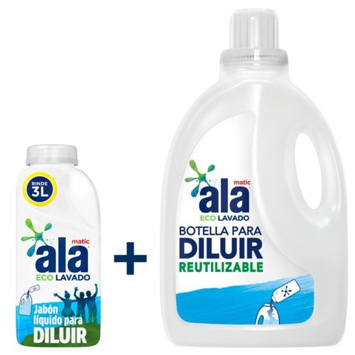 Jabón Líquido para Ropa Ala Ecolavado Diluible x 3 l + Botella x 500 ml