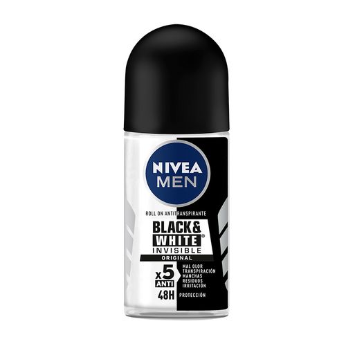 Desodorante Antitranspirante Nivea Men Invisible B&W Roll On x 50 ml