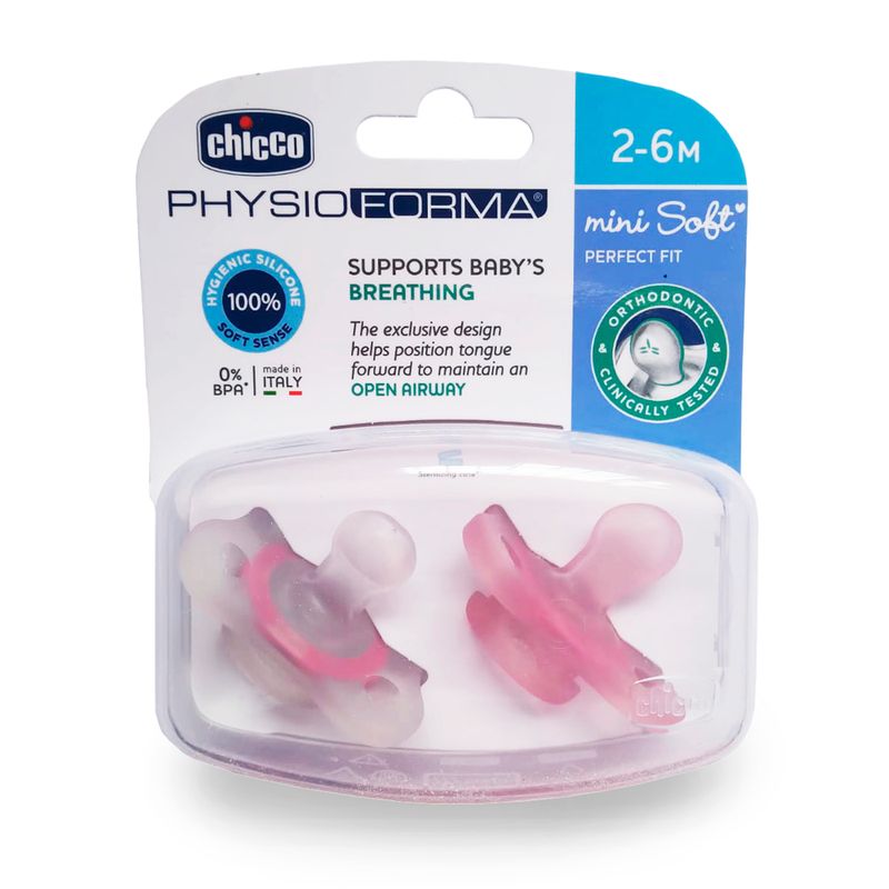 CHUPETE SILICONA CHICCO PHYSIO SOFT TODOGOMA 12+ M NIÑA 2 CHUPETES -  Farmacia Cuadrado