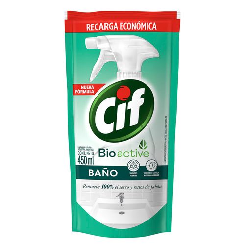 Repuesto Limpiador de Baños Cif Bioactive x 450 ml