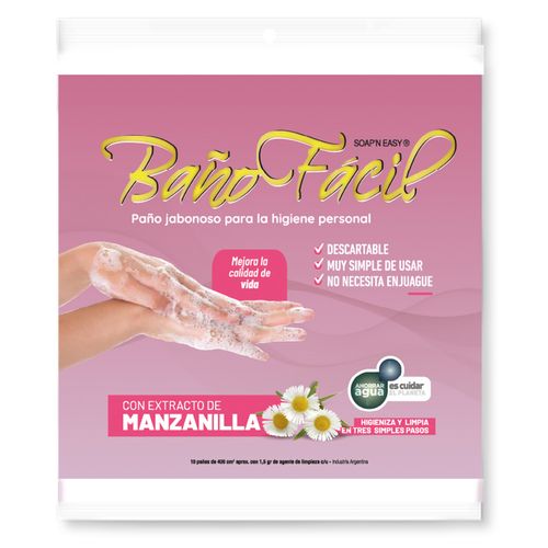 Paño Jabonoso Baño Fácil Manzanilla x 10 un
