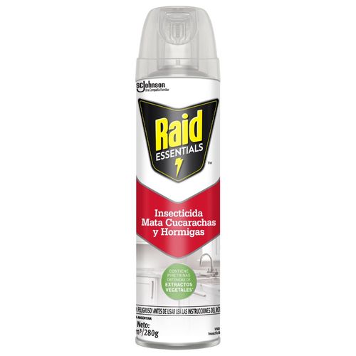 Insecticida Raid Essentials Mata Cucarachas y Hormigas en Aerosol x 280 g
