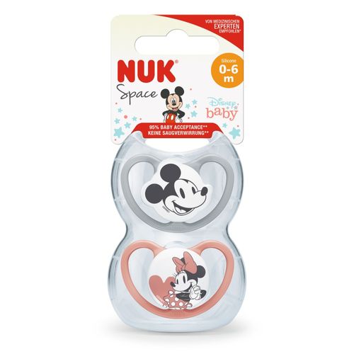 Set Chupete NUK Mickey Mouse T1 Rojo/Gris x 2 un