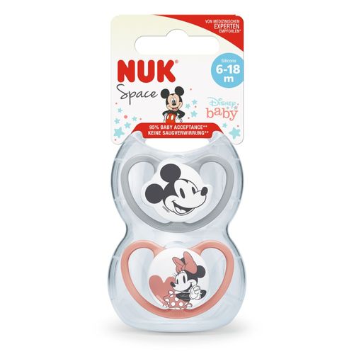 Set Chupete NUK Mickey Mouse T2 Rojo/Gris x 2 un