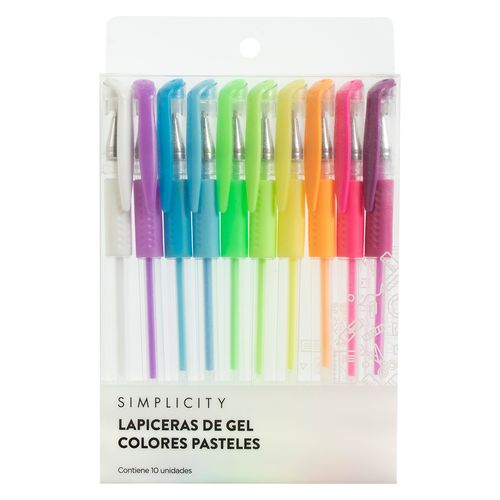 Set Simplicity Lapiceras Gel Pasteles x 10 un