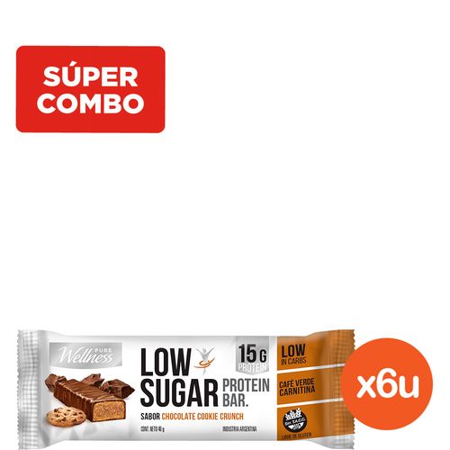 Combo Barra Protéica Pure Wellness Low Sugar Coconut Caramel Crunch x 45 g x 6 un