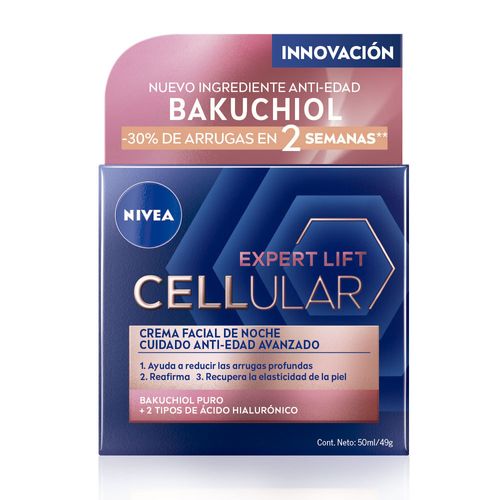 Crema Facial Antiedad de Noche Nivea Cellular Lift Expert con Bakuchiol x 50 ml