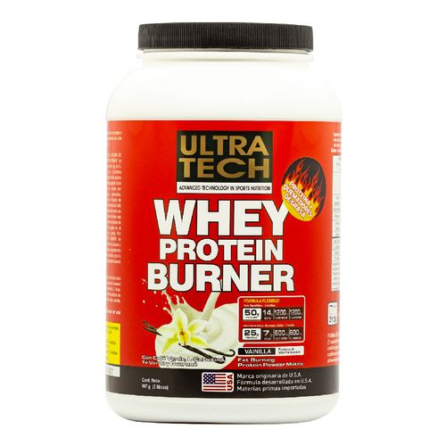 Suplemento Dietario Ultra Tech Whey Protein Burner sabor vainilla x 907 gr