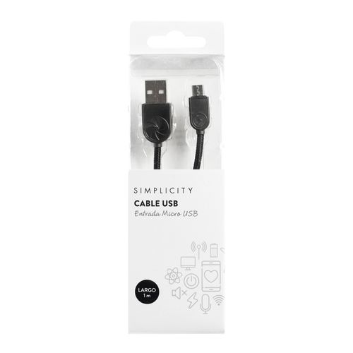 Cable Usb Simplicity Metalizado Negro Android