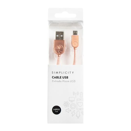 Cable Usb Simplicity Metalizado Rosa Android