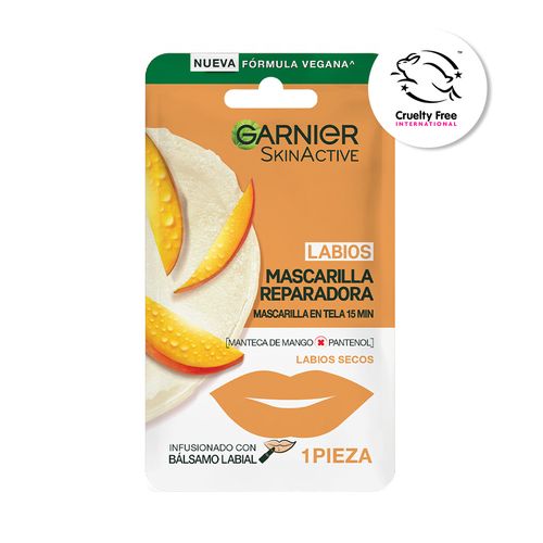 Mascarilla en Tela para Labios Reparadora Garnier con Manteca de Mango y Pantenol
