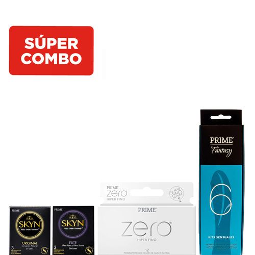 Combo Prime Preservativo Zero + Preservativos Skyn Elite + Preservativo Skyn + Juguete Erótico Vibrador