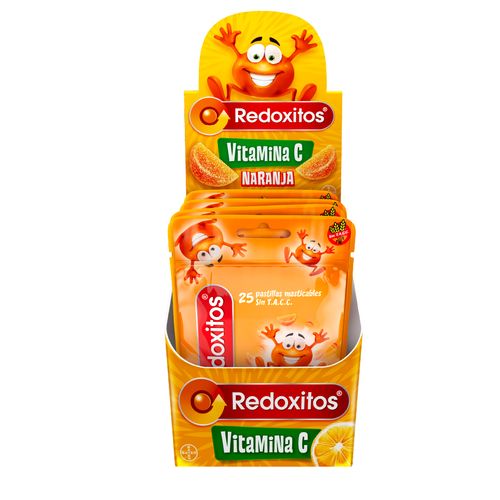 Suplemento Dietario Redoxitos a base de Vitamina C x 6 sobres x 25 Pastillas Masticables c/u